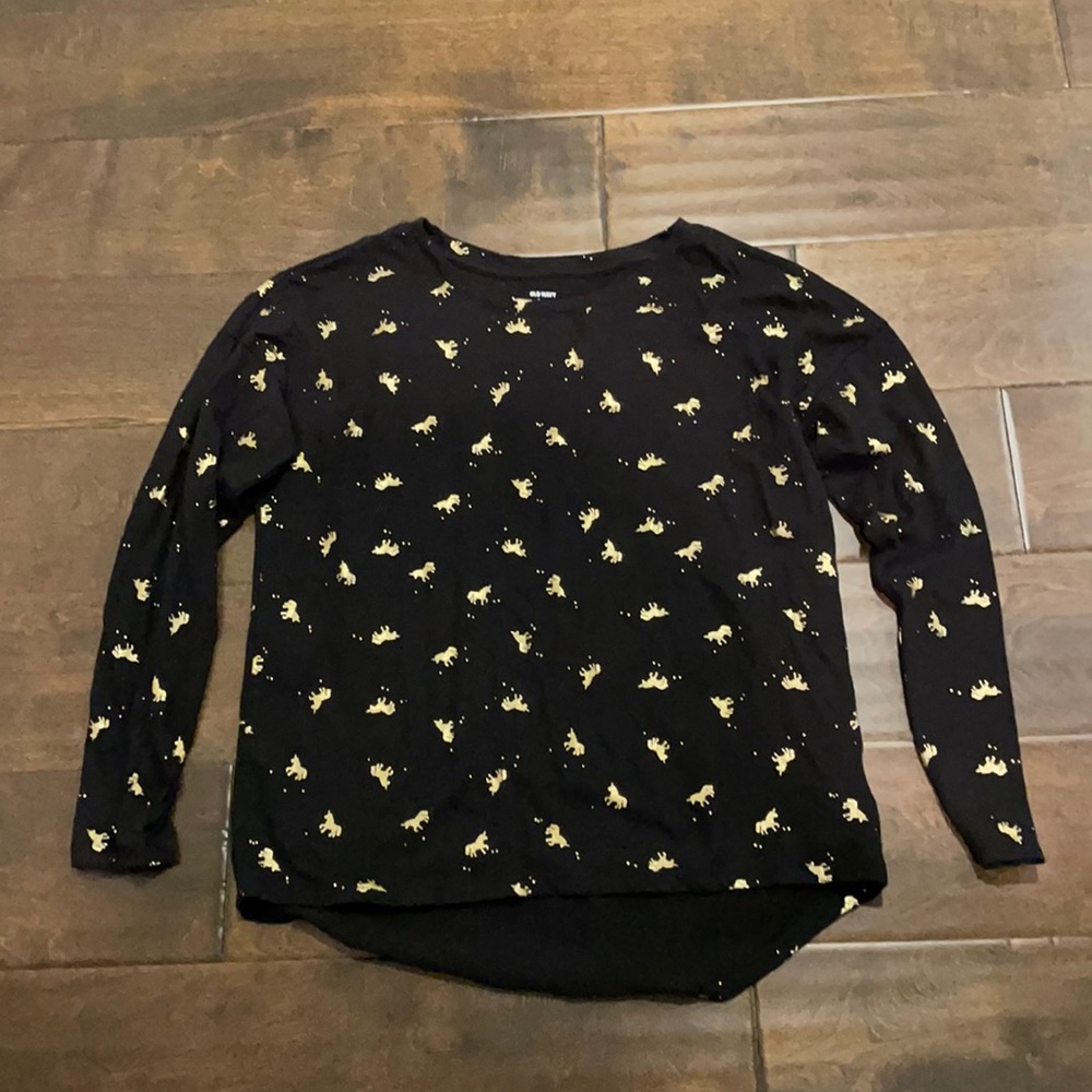 ♥️ NWOT Old Navy Black long sleeve unicorn 🦄 tee